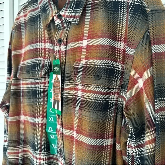NWT Orvis Men's Plaid Flannel Shirt 100% Heavyweight Cotton XL - Picture 4 of 9